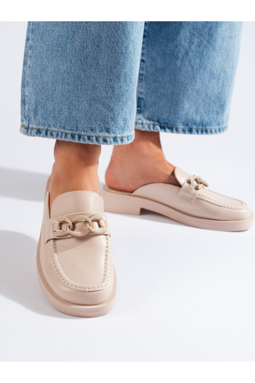 beige pełne slippers  with platform