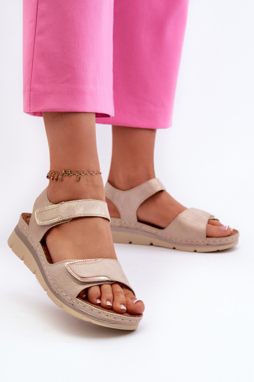 Women's Beige Velcro Sandals Risanni