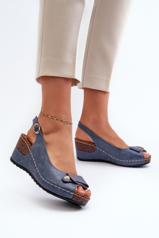 Women's Lightweight Wedge Sandals Comfort Shoe Blue Efravia