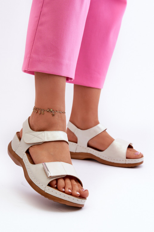 Comfortable Women's Sandals with Velcro Silver Iphiope