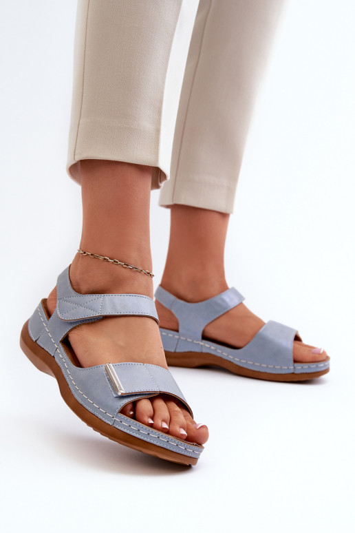Comfortable Women's Sandals with Velcro Blue Iphiope