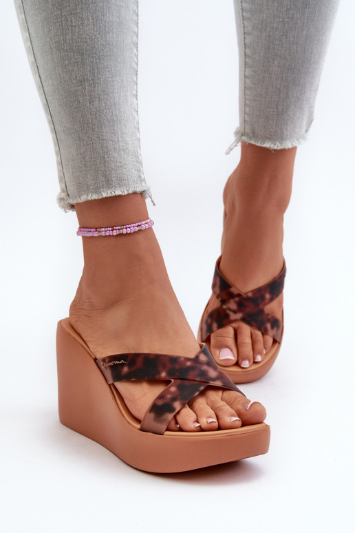 Women's Wedge Sandals 83520 Ipanema High Fashion Slide Fem Brown