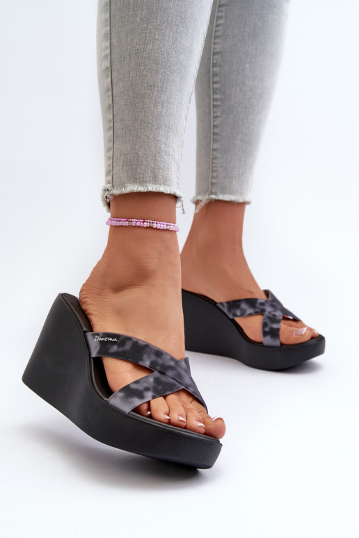 Women's Wedge Sandals 83520 Ipanema High Fashion Slide Fem Black