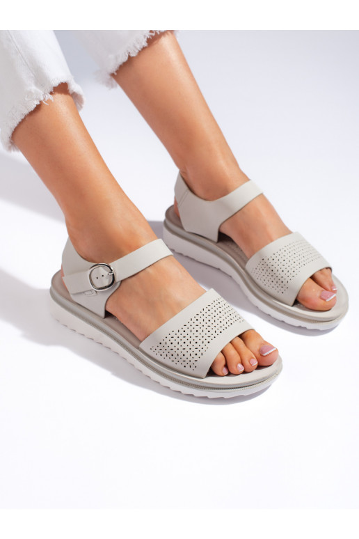 with elements of openwork sandals with platform gray Sergio Leone