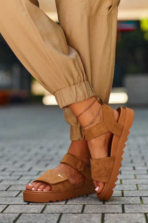 Women's Suede Platform Sandals Big Star NN274705 Brown