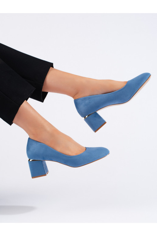 blue of suede High heels 