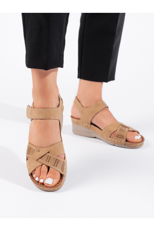 Comfortable women's sandals with a small platform  Brown color