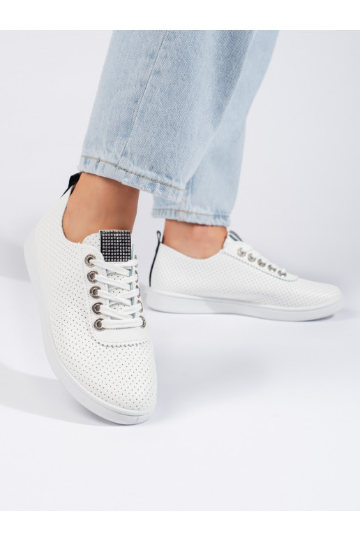with elements of openwork white color Women's boots 