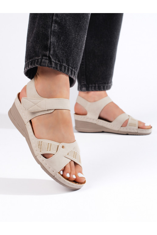 Comfortable women's sandals with a small platform  beige