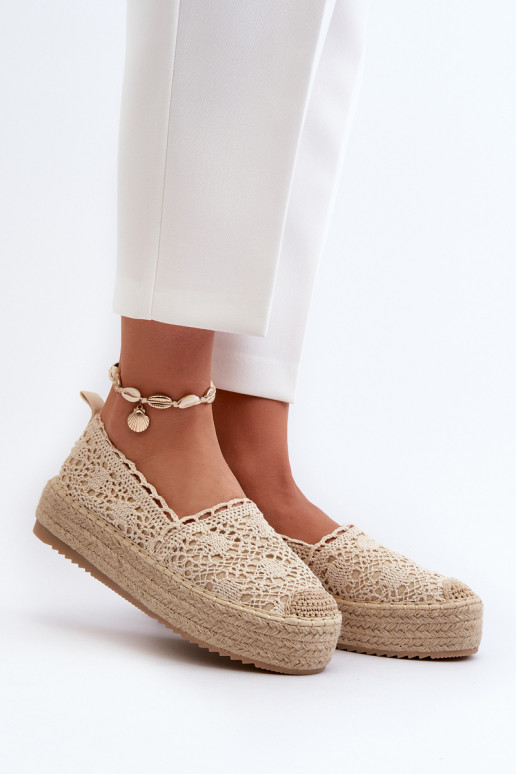 Women's Lace Platform Espadrilles Beige Elarose