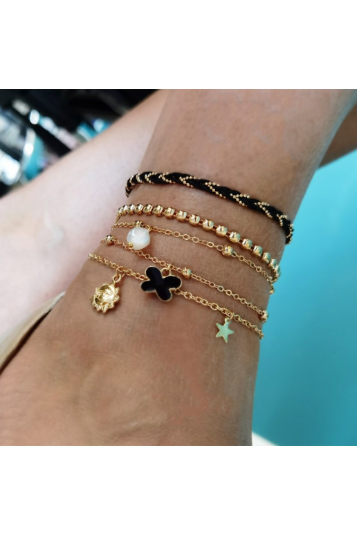 Ankle bracelet five in one gold koraliki B517