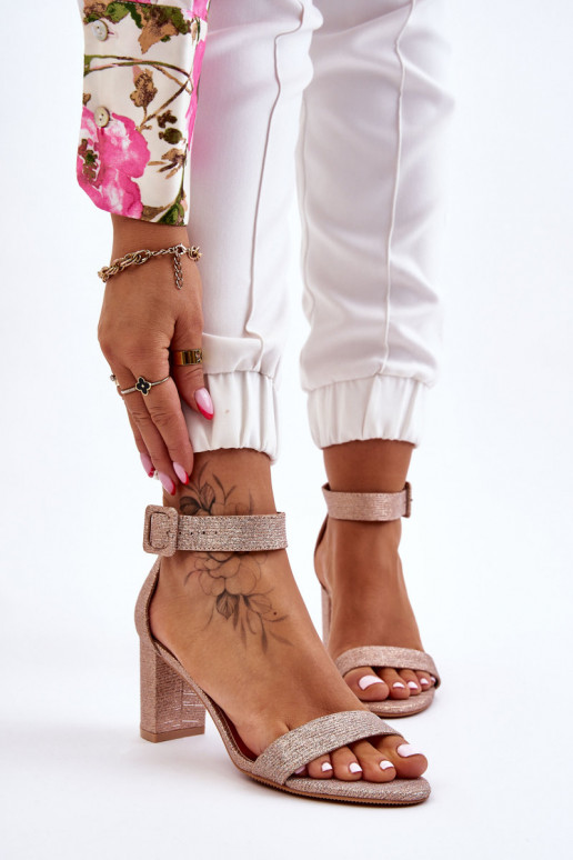 Glossy Heel Sandals Rose Gold Maxim