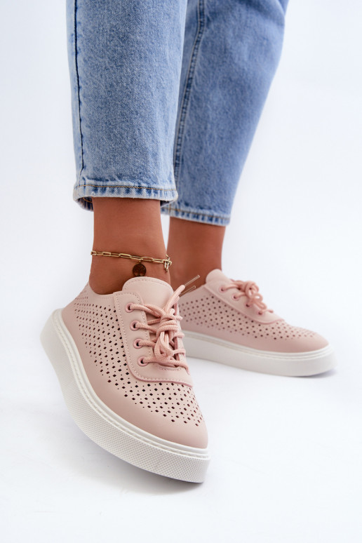 Lace-Up Platform Sneakers Pink Tanvi