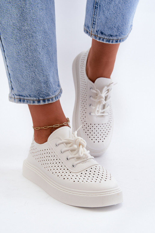 White Platform Sneakers with Cut-Outs Tanvi