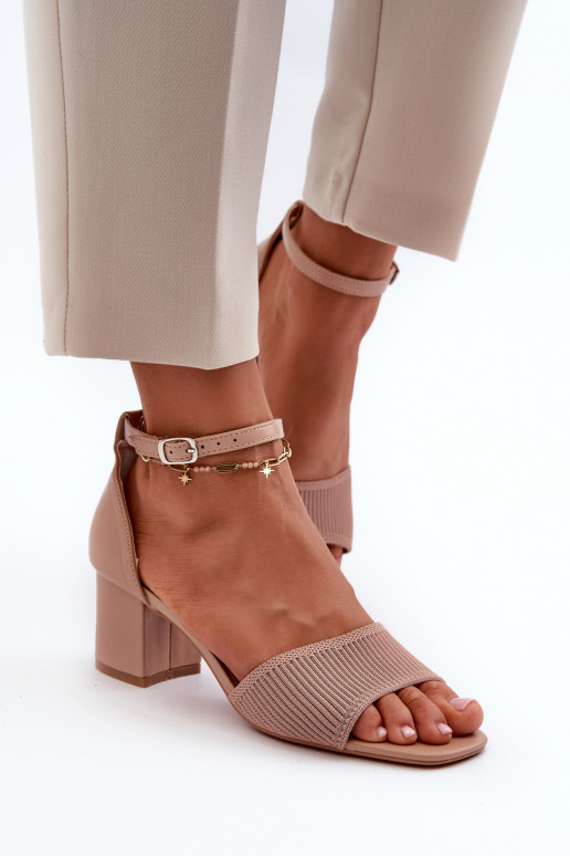 Women's Beige Sandals with Stiletto Heel Desvia