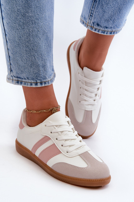 Women's Low Eco Leather Sneakers White-Pink Relialia
