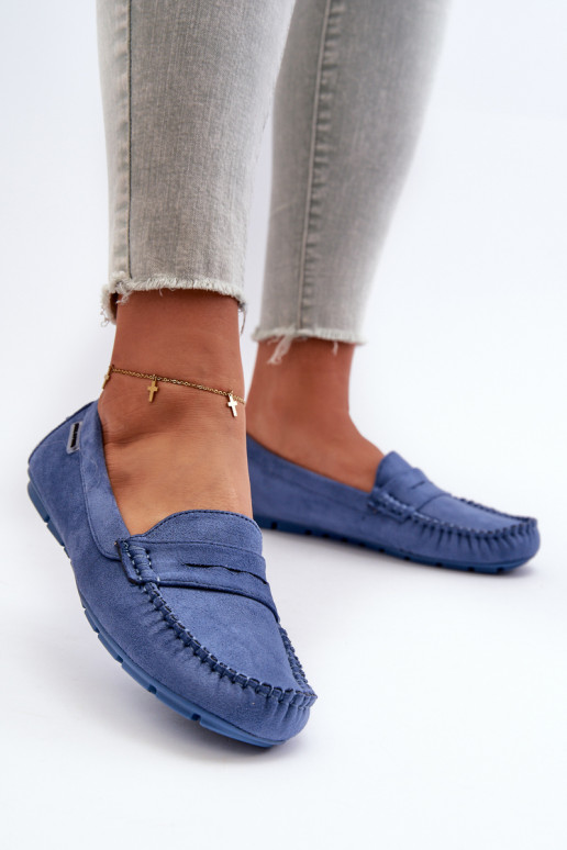 Women's Loafers in Blue Eco Suede Rerceria
