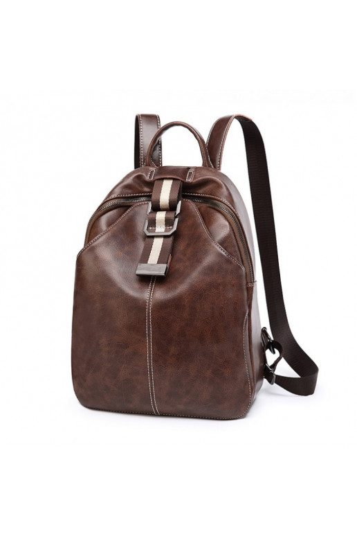 Elegant backpack made of waxed eco leather Brown color PL147BR