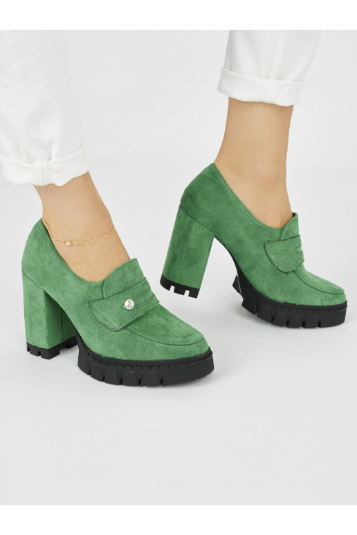 green color womens shoes on highheels