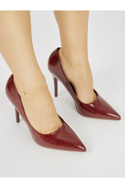 The classic model burgundy color High heels