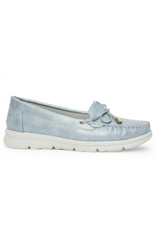 blue comfortable Women's moccasins from eco leather