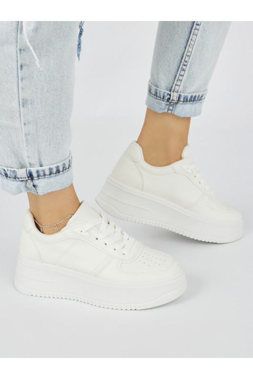 White color womens sneakers with platform