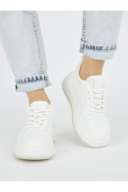 Womens white color Sneakers on a thick sole