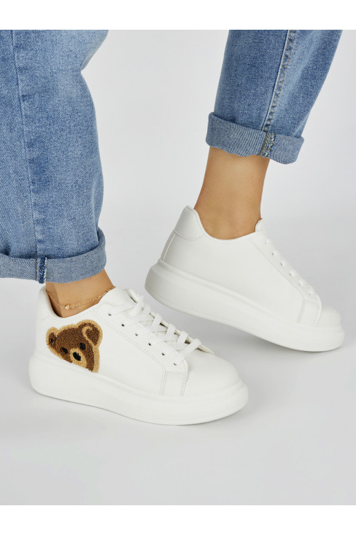 White color womens sneakers with teddy bears