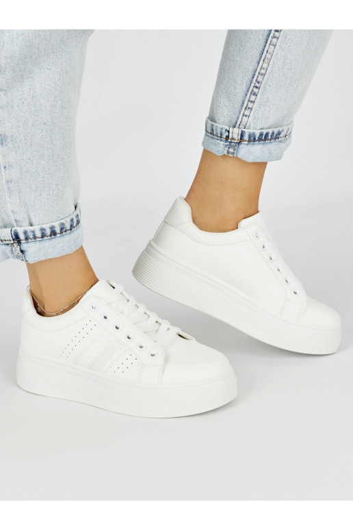 White color sports Sneakers with platform