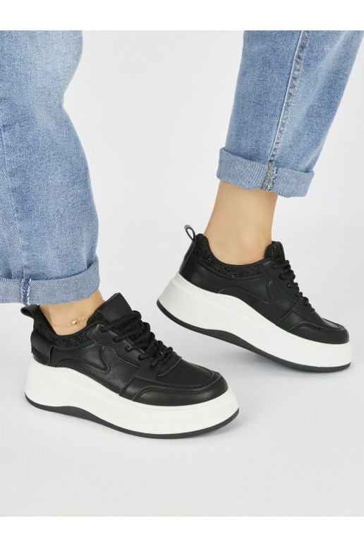 Womens black Sneakers on a thick sole