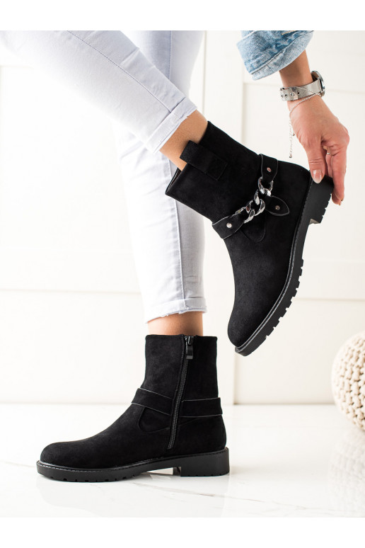 The classic model women's boots of suede black