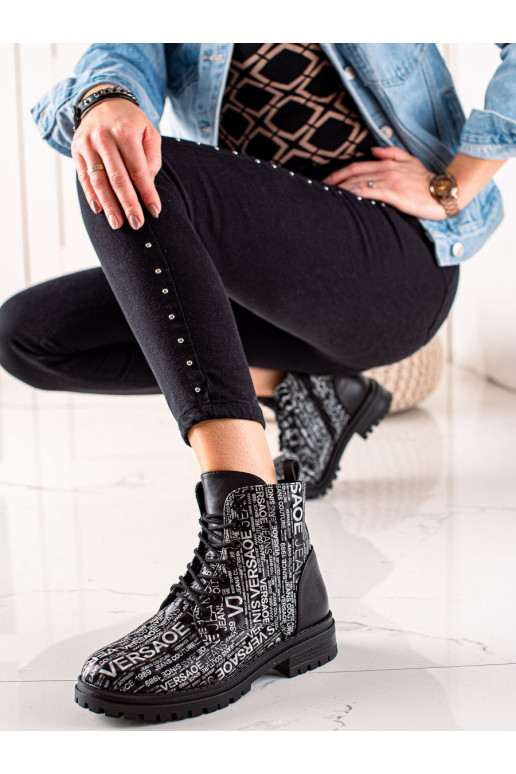 high riding boots with print womens black