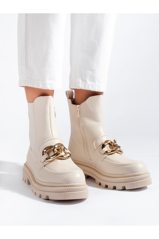 Women's boots with platform beige