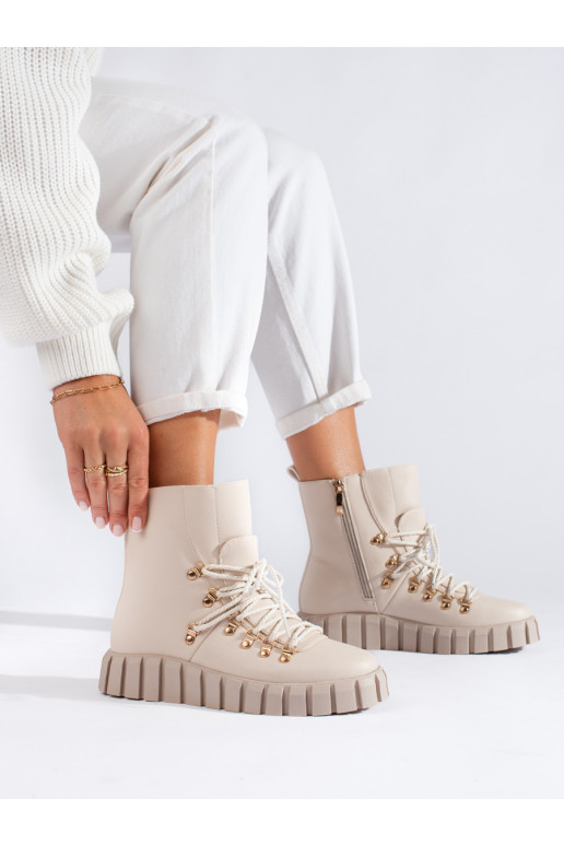 beige insulated women's boots with platform Potocki