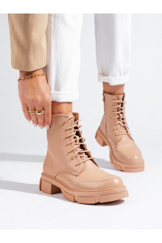 Women's boots laced beige