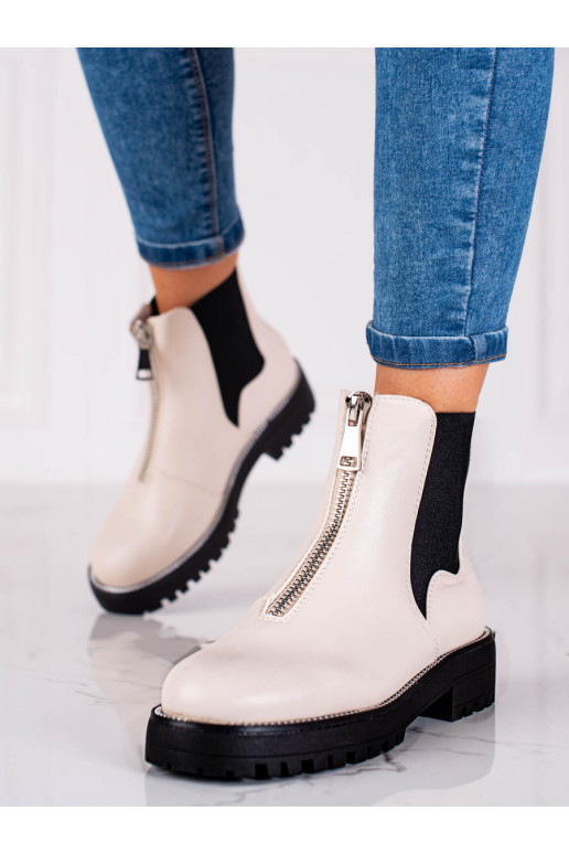 Women's boots with zipper beige