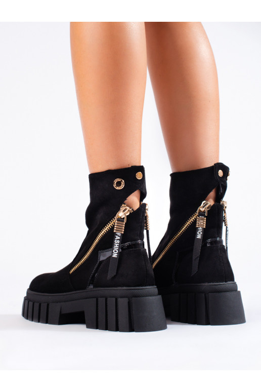 Women's boots with platform of suede black