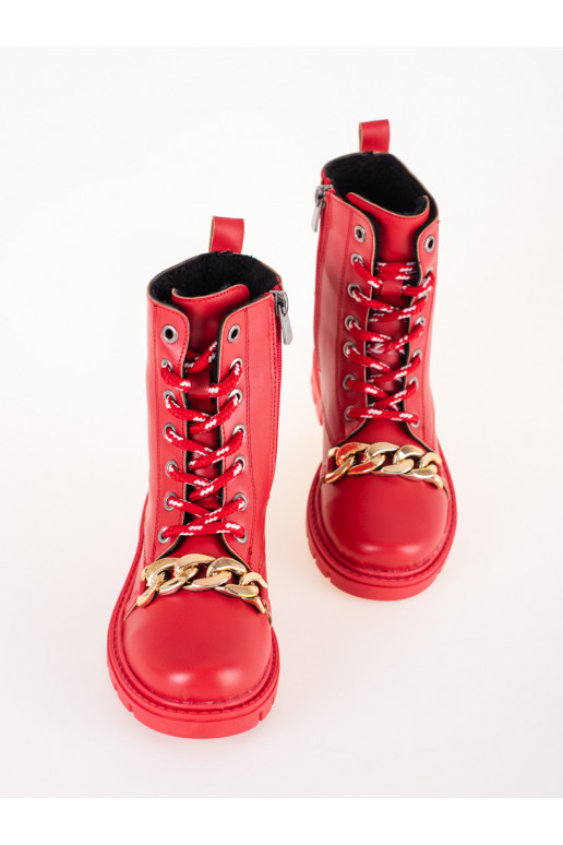 red boots leather girly with chain