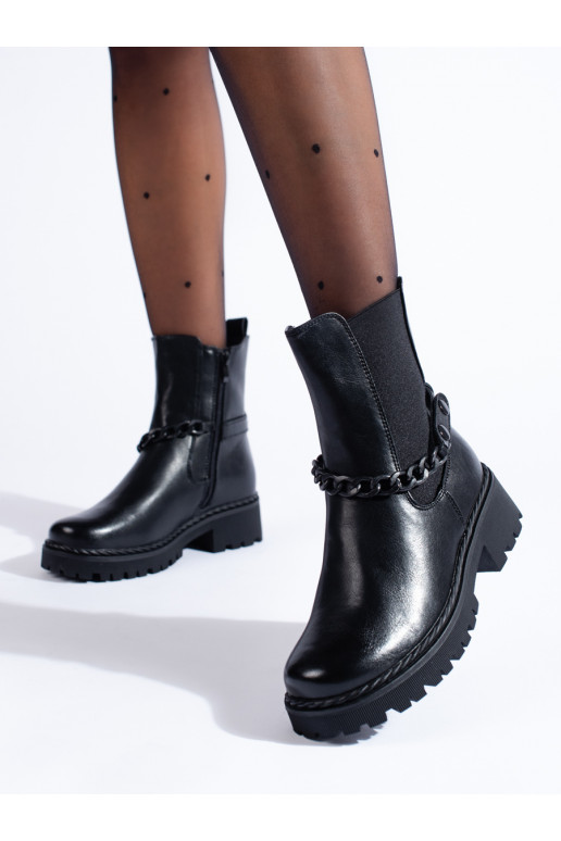 black Women's boots with chain