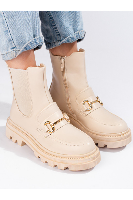 beige Women's boots with platform