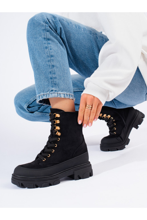 Women's boots with platform black Potocki