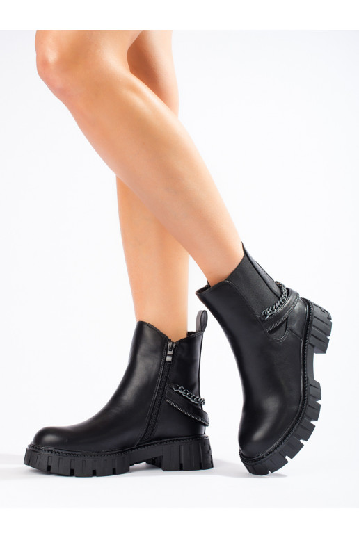 Women's boots with chain black