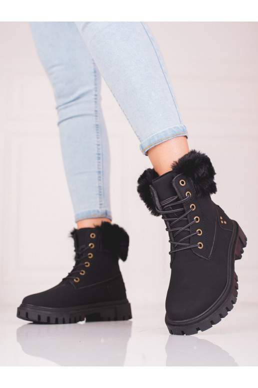 black boots with fur