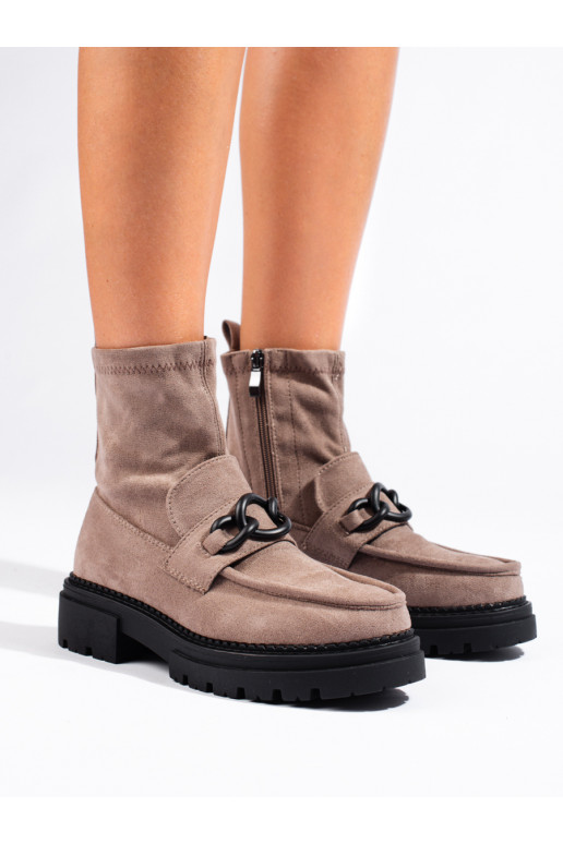 beige women's boots with platform