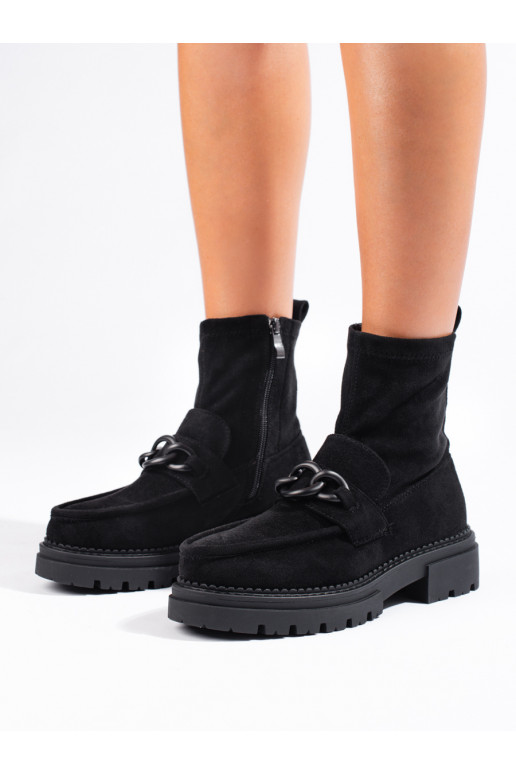 black women's boots with platform of suede