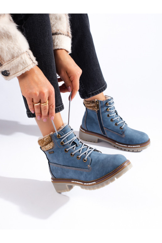 shoes womens blue from eco leather