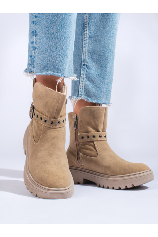 beige women's boots from eco suede