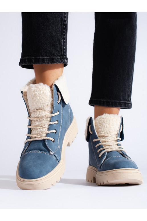 Womens Women's boots with sheepskin blue