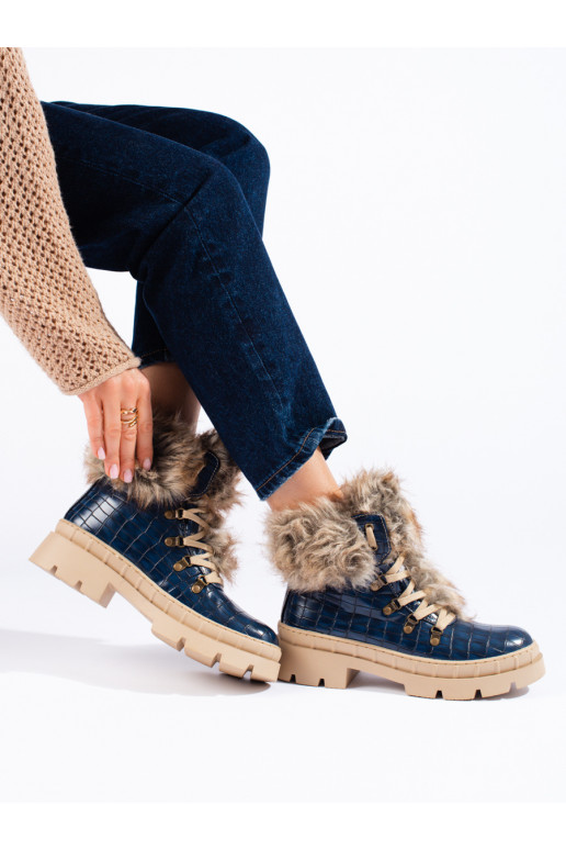 shoes womens with fur blue