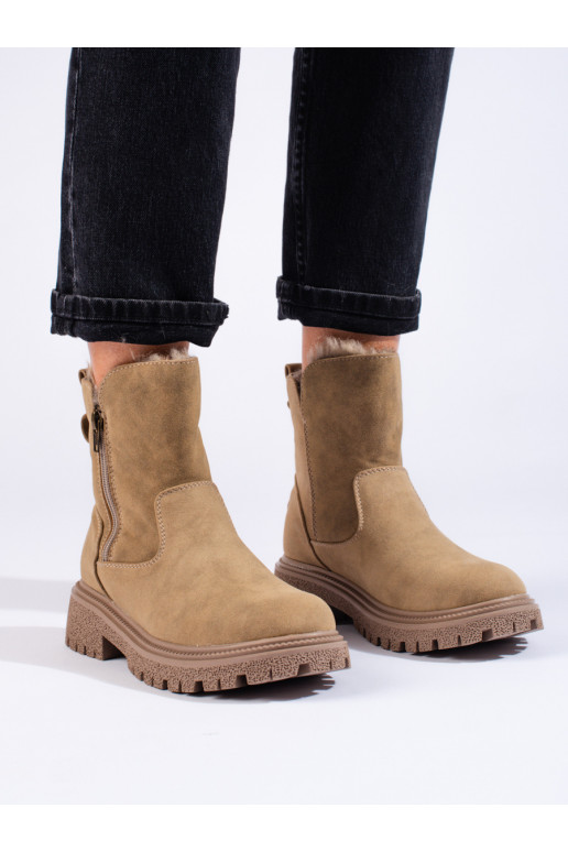 Women's boots insulated darkbeige